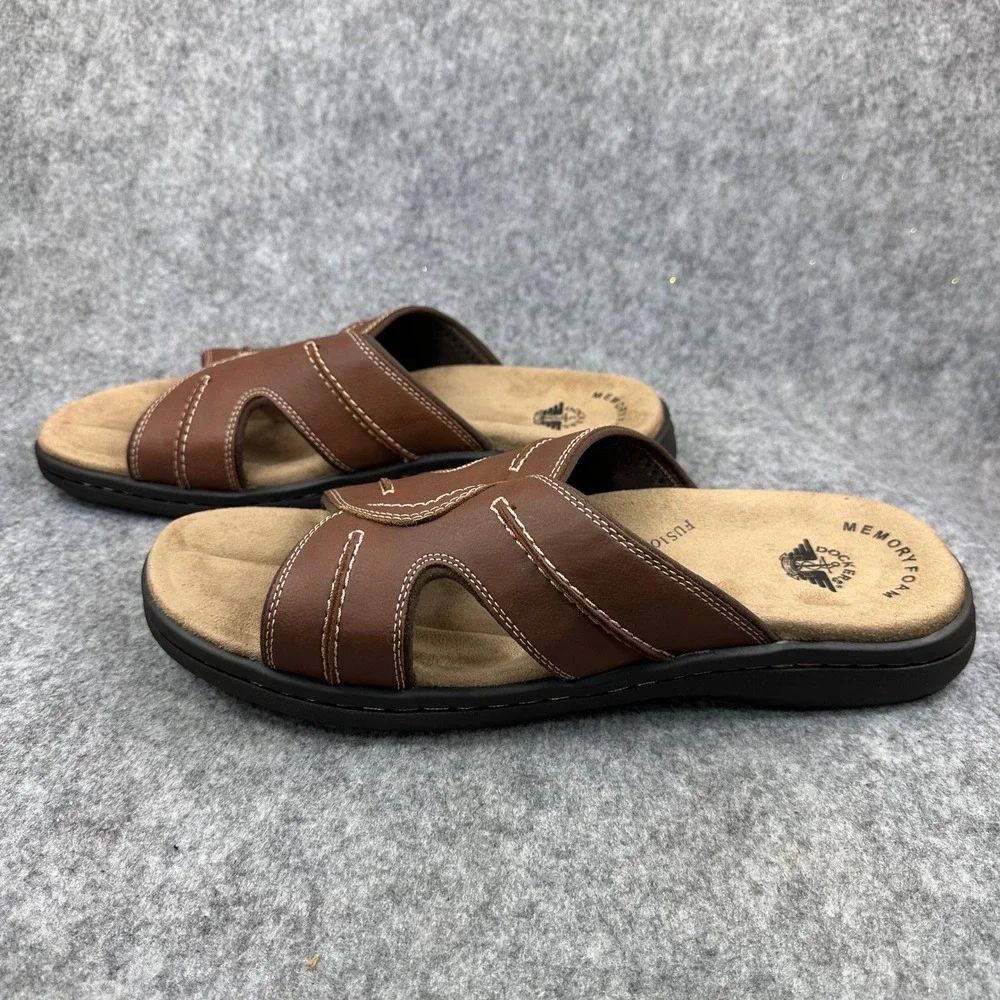 Dockers Sunland Mens Size 12 Chestnut Memory Foam Slide Sandals Casual Shoes New